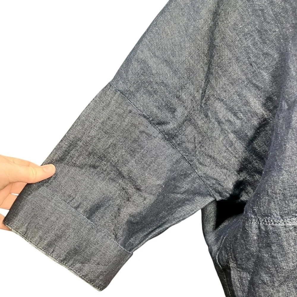 Lafayette 148 New York Linen Dark Blue Indigo Shirt Jacket Pockets Women's P/S - Picture 3 of 9